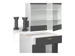 Mueble de cocina antracita-oro/blanco 235x60x81.6 fame-line