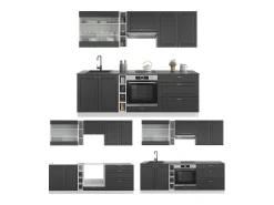 Mueble de cocina antracita-oro/blanco 235x60x81.6 fame-line