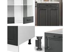 Mueble de cocina antracita casa de campo/blanco 200x46x81.6 r-line