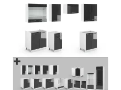 Mueble de cocina antracita brillo intenso/blanco 240x60x81.6 fame-line