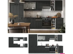 Mueble de cocina antracita casa de campo/blanco 355x60x81.6 fame-line