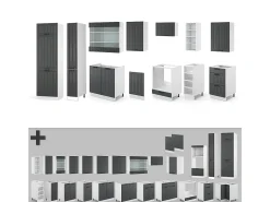 Mueble de cocina antracita casa de campo/blanco 355x60x81.6 fame-line