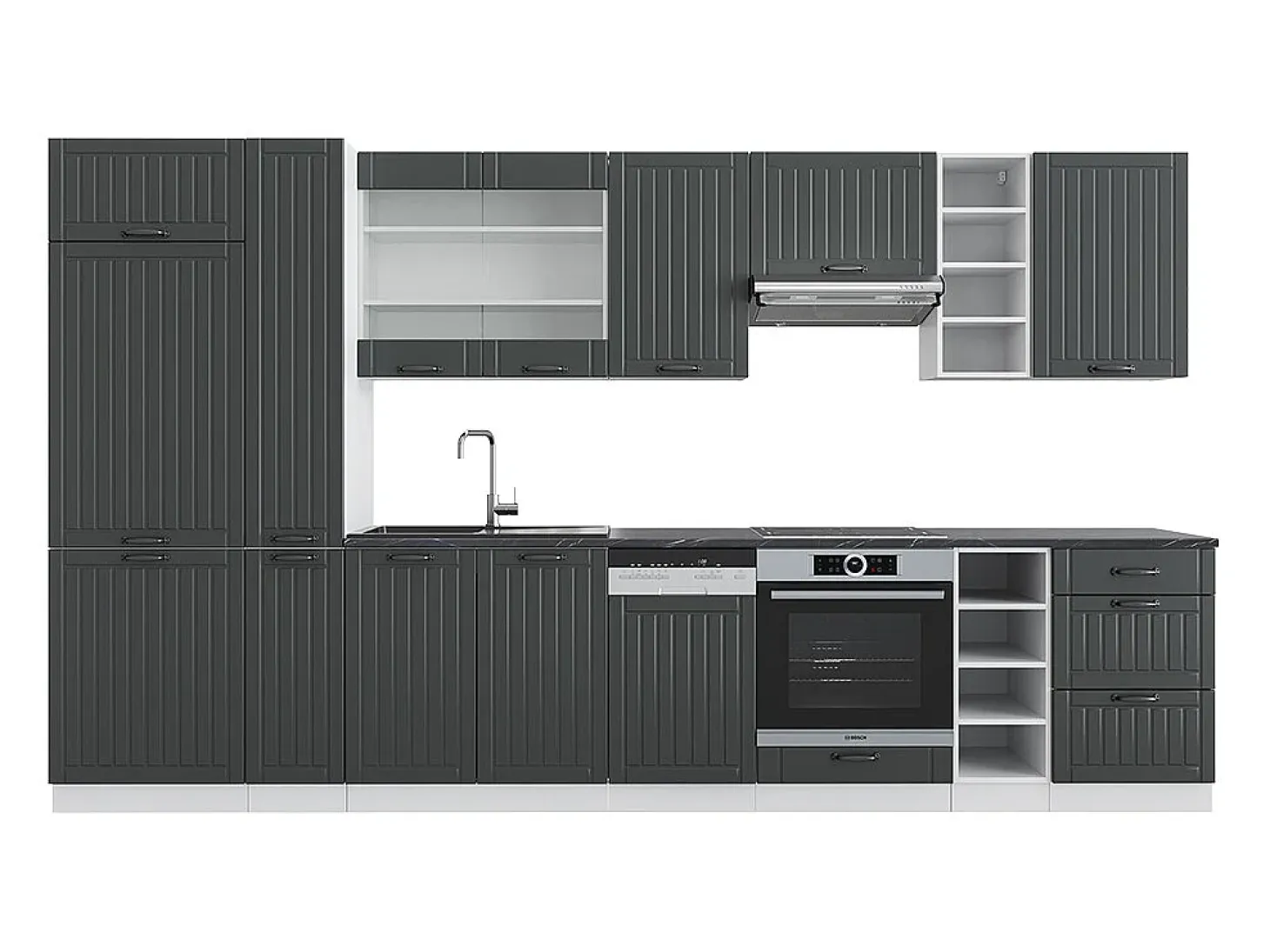 Mueble de cocina antracita casa de campo/blanco 355x60x81.6 fame-line