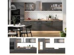Mueble de cocina antracita brillo intenso/roble dorado eléctrico 350x60x81.6 r-line