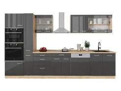 Mueble de cocina antracita brillo intenso/roble dorado eléctrico 350x60x81.6 r-line