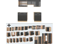 Mueble de cocina antracita brillo intenso/roble dorado eléctrico 200x60x81.6 r-line