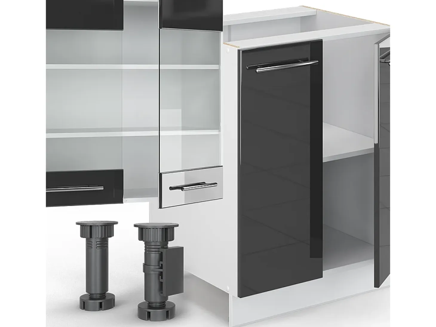 Mueble de cocina antracita alto brillo 300x46x81.6 fame-line