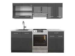 Mueble de cocina antracita brillo intenso/antracita 200x60x81.6 r-line