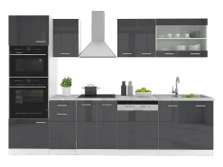 Mueble de cocina antracita brillo intenso/blanco 300x60x81.6 r-line