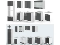 Mueble de cocina antracita brillo intenso/blanco 300x60x81.6 r-line