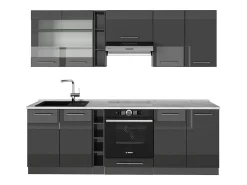 Mueble de cocina antracita alto brillo 235x60x81.6 fame-line