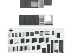 Mueble de cocina antracita casa de campo/blanco 240x46x81.6 r-line