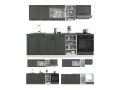 Mueble de cocina antracita casa de campo/blanco 240x46x81.6 r-line