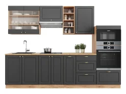 Mueble de cocina antracita casa de campo/roble kraft dorado 280x60x81.6 fame-line