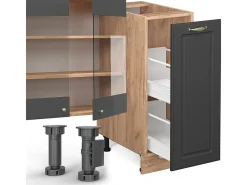 Mueble de cocina antracita casa de campo/roble kraft dorado 280x60x81.6 fame-line