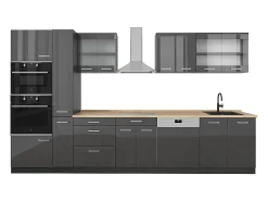 Mueble de cocina antracita brillo intenso/antracita 350x46x81.6 r-line