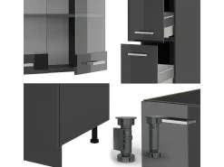 Mueble de cocina antracita brillo intenso/antracita 350x46x81.6 r-line