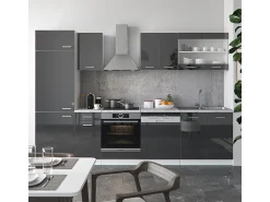 Mueble de cocina antracita brillo intenso/blanco 300x60x81.6 r-line