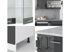 Mueble de cocina antracita brillo intenso/blanco 300x60x81.6 r-line