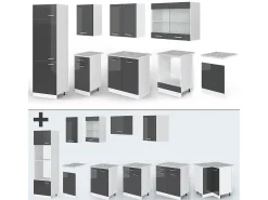 Mueble de cocina antracita brillo intenso/blanco 300x60x81.6 r-line