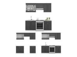 Mueble de cocina antracita-oro/blanco 200x60x81.6 fame-line