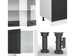 Mueble de cocina antracita casa de campo/blanco 300x46x81.6 r-line