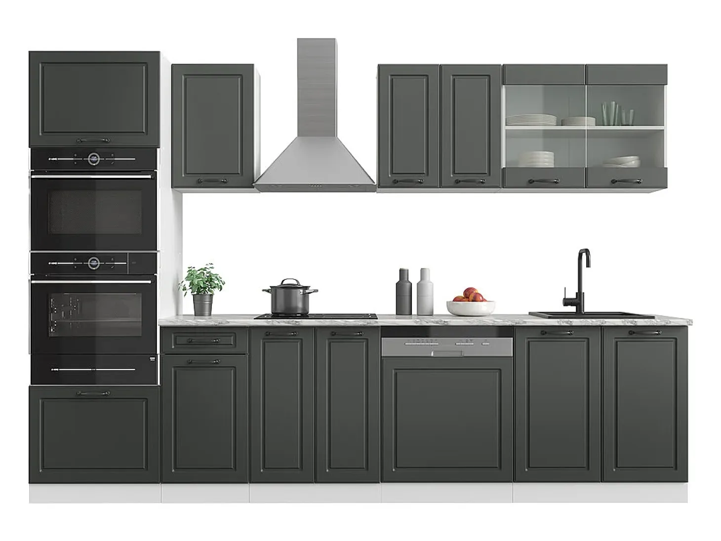 Mueble de cocina antracita casa de campo/blanco 300x46x81.6 r-line