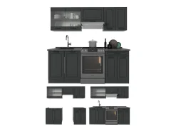 Mueble de cocina antracita casa de campo/antracita 200x46x81.6 r-line