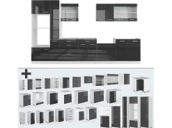 Mueble de cocina antracita brillo intenso/blanco 350x46x81.6 r-line