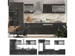 Mueble de cocina antracita brillo intenso/blanco 350x46x81.6 r-line