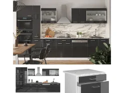 Mueble de cocina antracita brillo intenso/blanco 350x46x81.6 r-line