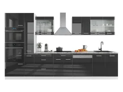 Mueble de cocina antracita brillo intenso/blanco 350x46x81.6 r-line