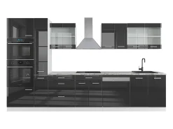 Mueble de cocina antracita brillo intenso/blanco 350x46x81.6 r-line