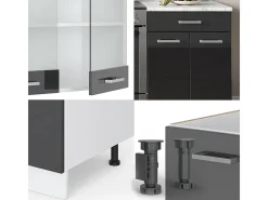 Mueble de cocina antracita brillo intenso/blanco 200x60x81.6 fame-line