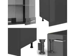 Mueble de cocina antracita brillo intenso/antracita 300x60x81.6 r-line