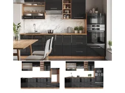 Mueble de cocina antracita brillo intenso/roble dorado eléctrico 280x46x81.6 fame-line