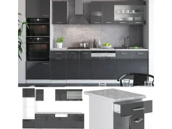 Mueble de cocina antracita brillo intenso/blanco 300x60x81.6 r-line