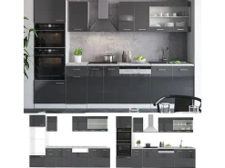Mueble de cocina antracita brillo intenso/blanco 300x60x81.6 r-line