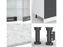 Mueble de cocina antracita brillo intenso/blanco 300x60x81.6 r-line