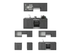 Mueble de cocina antracita-oro landhaus 200x60x81.6 fame-line
