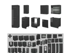 Mueble de cocina antracita alto brillo 300x60x81.6 fame-line