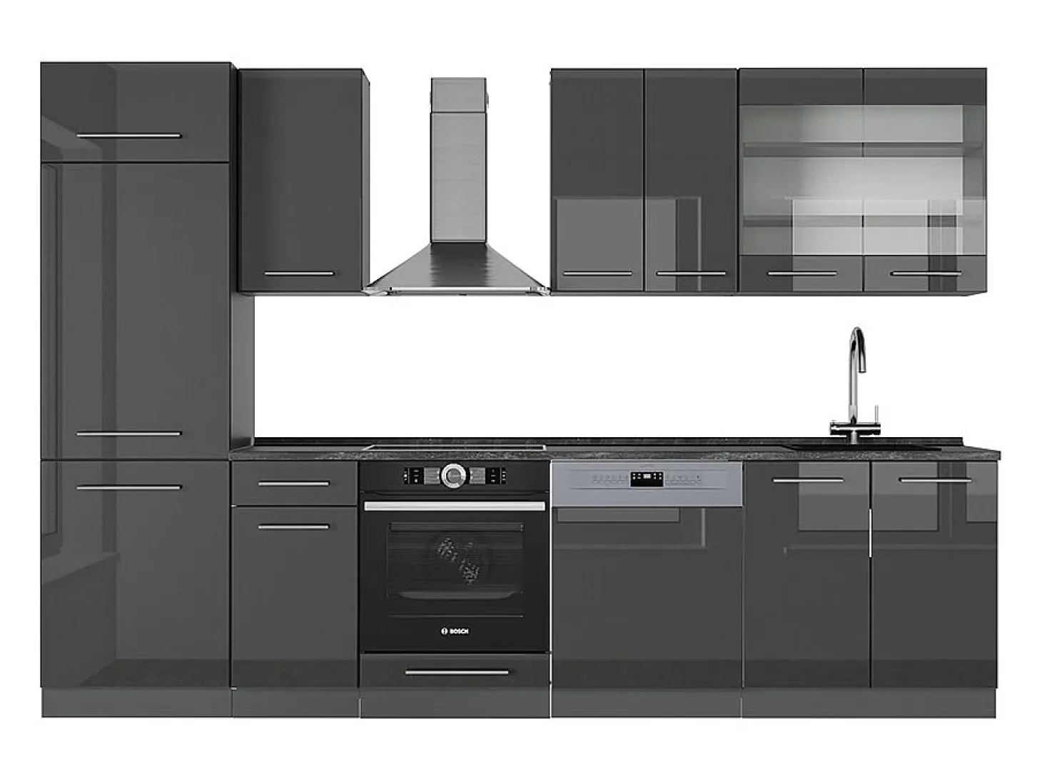 Mueble de cocina antracita alto brillo 300x60x81.6 fame-line