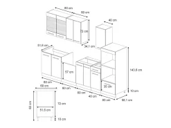 Mueble de cocina antracita-oro landhaus 300x60x81.6 fame-line