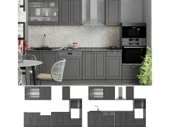 Mueble de cocina antracita-oro landhaus 300x60x81.6 fame-line