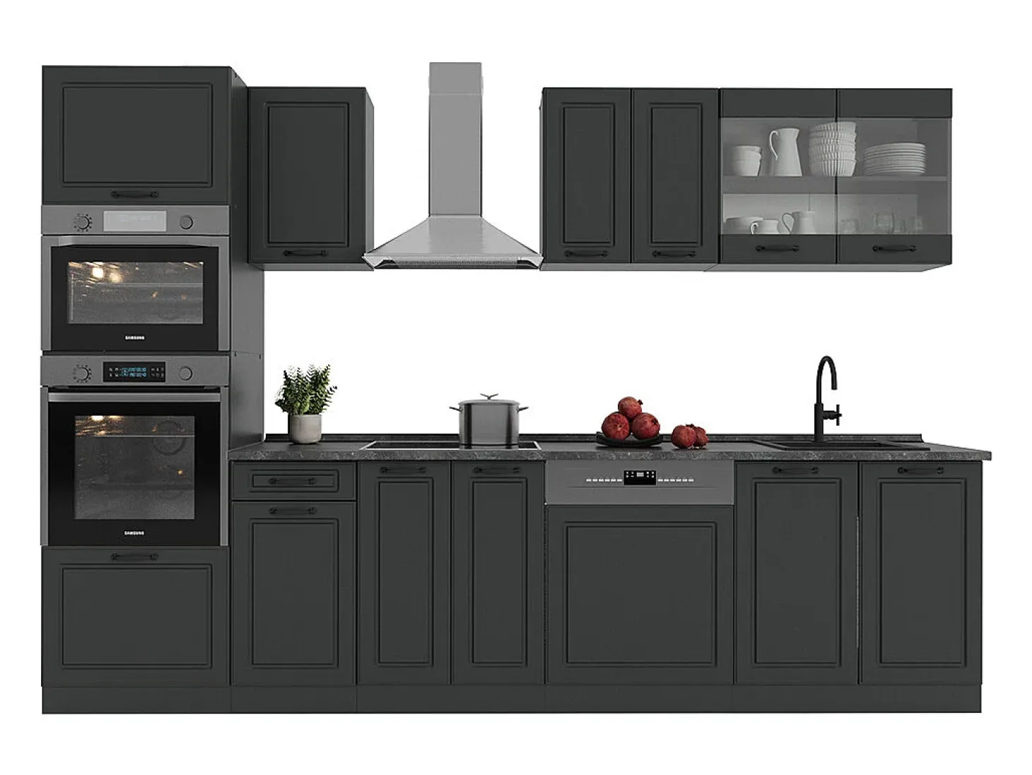 Mueble de cocina antracita casa de campo/antracita 300x60x81.6 r-line