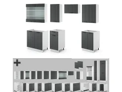 Mueble de cocina antracita casa de campo/blanco 240x60x81.6 fame-line