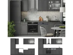 Mueble de cocina antracita-oro landhaus 300x46x81.6 fame-line