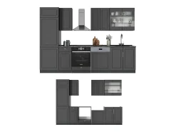Mueble de cocina antracita-oro landhaus 300x46x81.6 fame-line