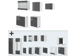 Mueble de cocina antracita brillo intenso/blanco 200x60x81.6 r-line