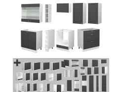 Mueble de cocina antracita-oro/blanco 235x46x81.6 fame-line